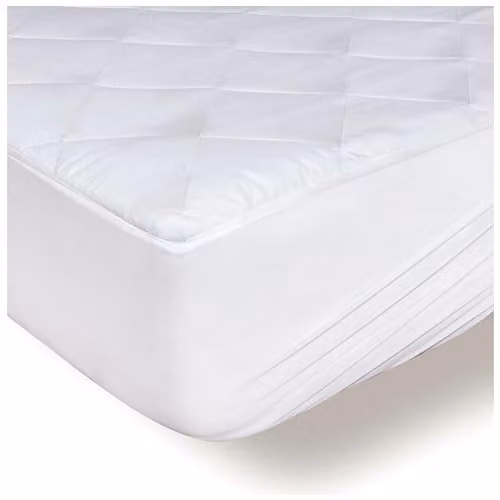 Protector de colchón acolchado Dreamzie de microfibra blanca para matrimonio, An/P: 160 x 200 cm, con elástico perimetral y certificación Oeko-Tex Standard 100