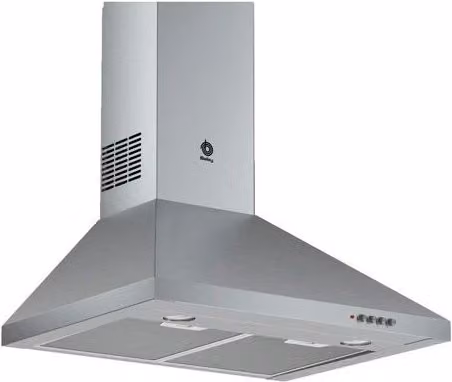 Campana decorativa de pared piramidal Balay 3BC663MX en acero inoxidable color plata con 380 m/h de capacidad y clase D