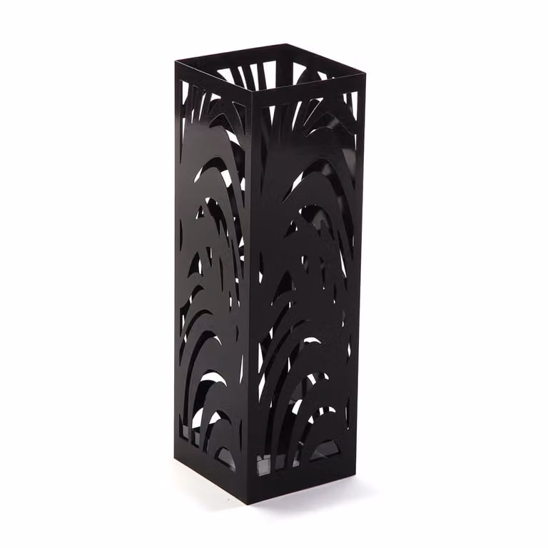 Paragüero moderno Versa Home en metal negro con bandeja extraíble