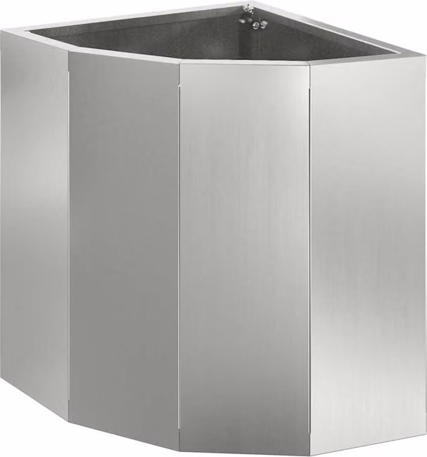 Macetero de esquina SYFAX en acero galvanizado color plateado An/P/Al: 30 x 30 x 35 cm