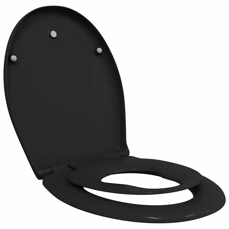 Asiento de WC ovalado vidaXL en color negro de plástico, An/P/Al: 47 x 37 x 4 cm