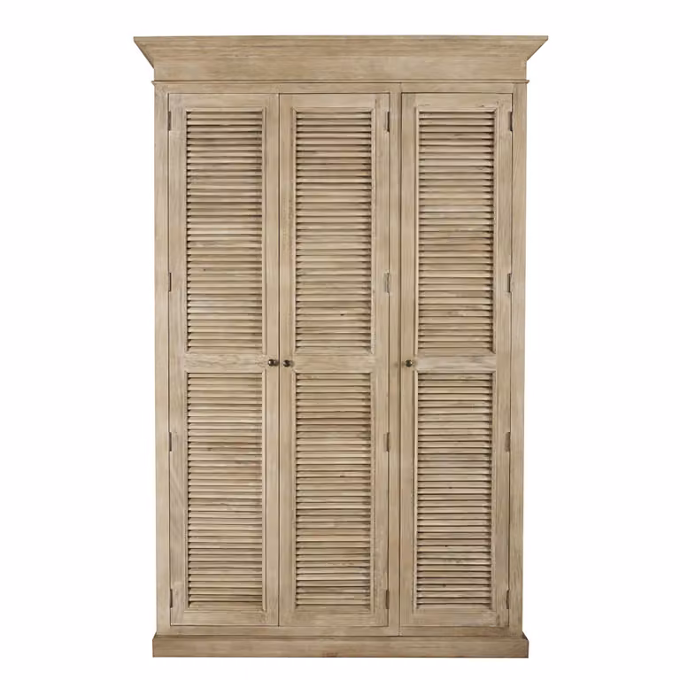 Armario de 3 puertas con persiana de madera de mango y acacia en color beige de Maisons du Monde