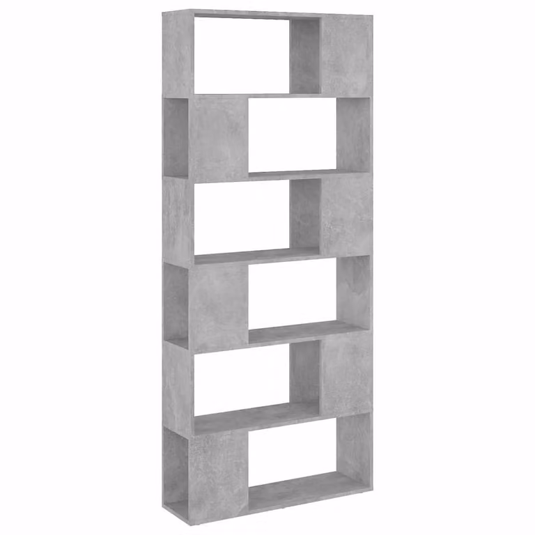Librería separadora vidaXL de contrachapado en color gris hormigón, An: 80 cm, P: 24 cm, Al: 186 cm