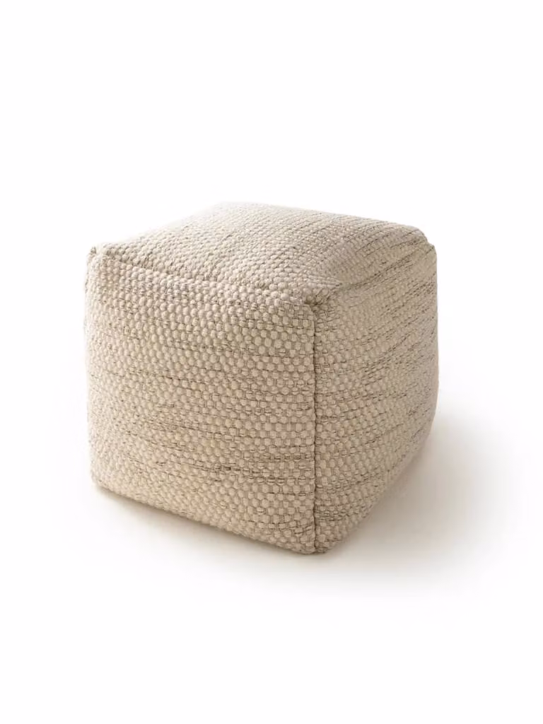 Puf de lana y algodón Benuta Soft Body color beige An/P/Al: 45 x 45 x 45 cm