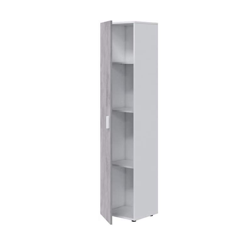 Armario multiusos Avlis de Dmora con 1 puerta y 3 estantes, mueble columna moderno en color gris y blanco, An: 41 cm, P: 37 cm, Al: 182 cm