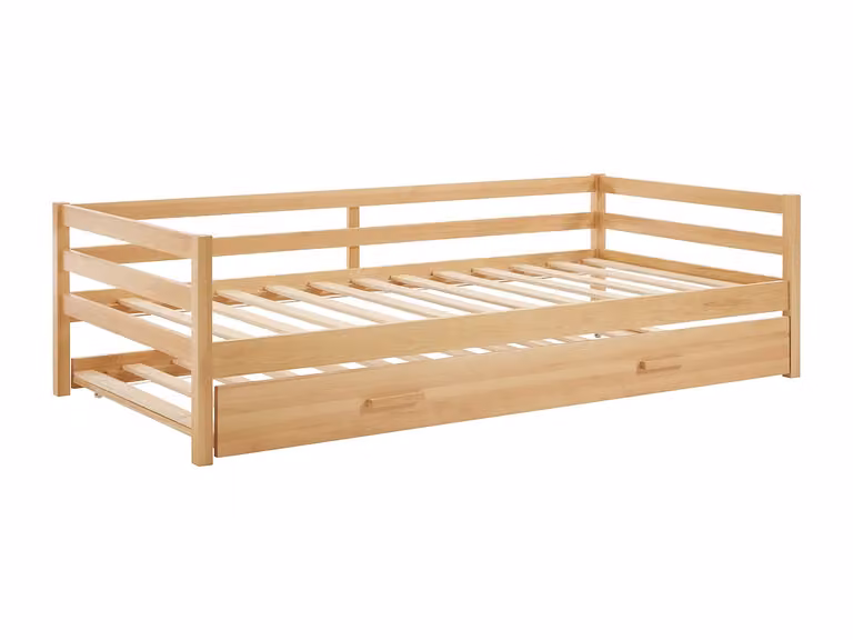 Cama nido para niños VENTE-UNIQUE en color beige con cajones, fabricada en pino macizo y MDF, An/P/Al: 90 x 190 cm