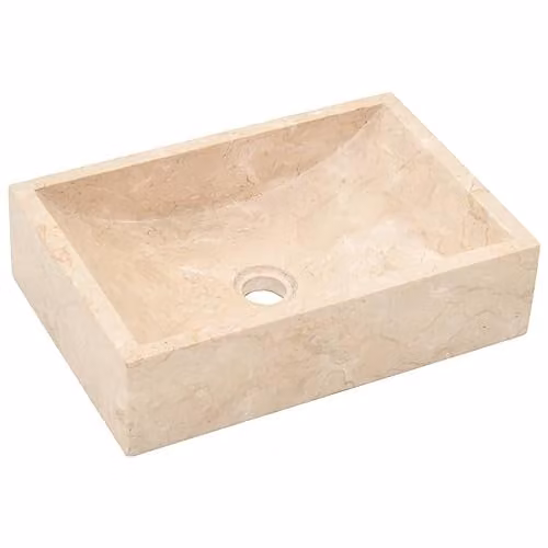 Lavabo de baño rectangular de piedra natural color beige de HelloShop26 An/P: 45 x 30 cm