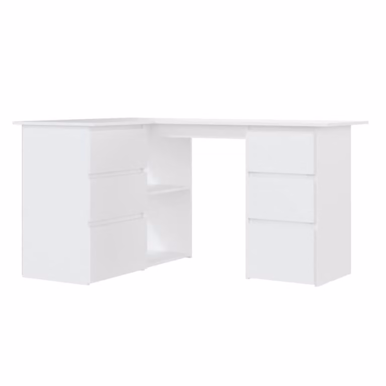 Escritorio de esquina Maison Chic en madera lacada blanca con cajonera An/P/Al: 145 x 100 x 76 cm