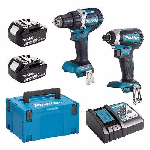 Makita DLX2189TJ Combiset de 2 piezas con atornilladora DDF484 y llave de impacto DTD153 de 18V y batería de 5.0Ah en maletín Mbox