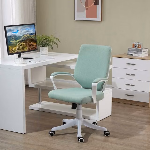 Silla de oficina giratoria Vinsetto con reposabrazos y altura ajustable, color verde, An/P/Al: 62 x 69 x 92-100 cm