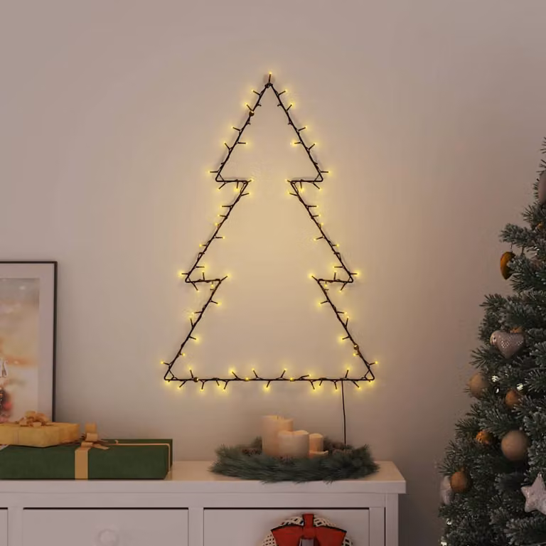 Luces de Navidad vidaXL con silueta de árbol y 115 LEDs en color blanco cálido