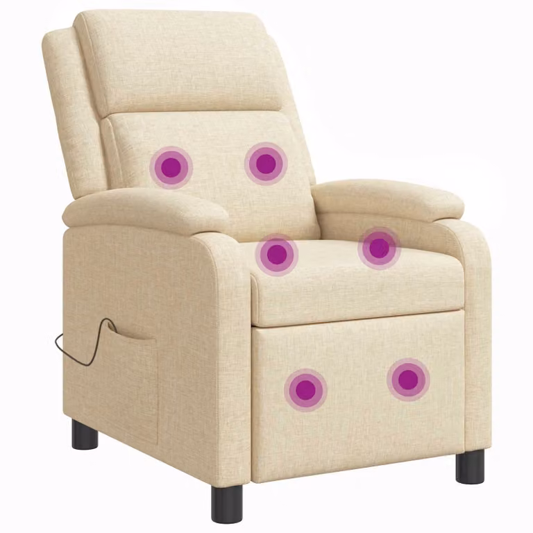 Silla de masajes reclinable vidaXL en color beige con tapizado de tela y reposabrazos