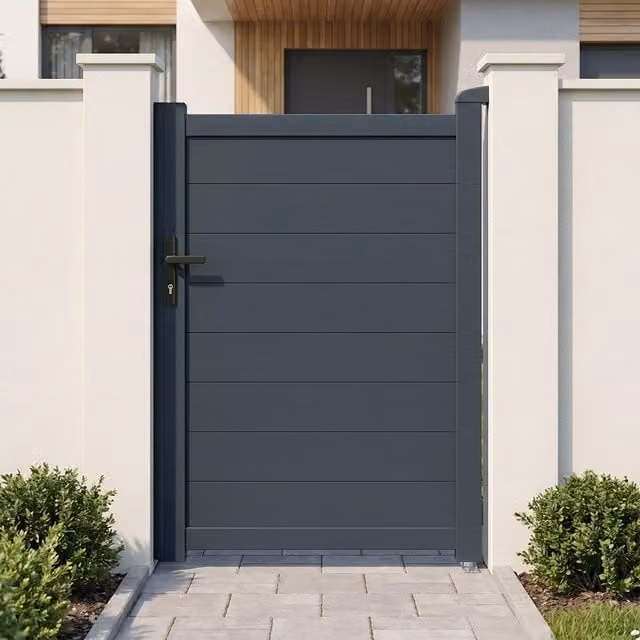 Puerta peatonal exterior de aluminio Casanoov Eiger en color gris antracita, An/Al: 100 x 145 cm