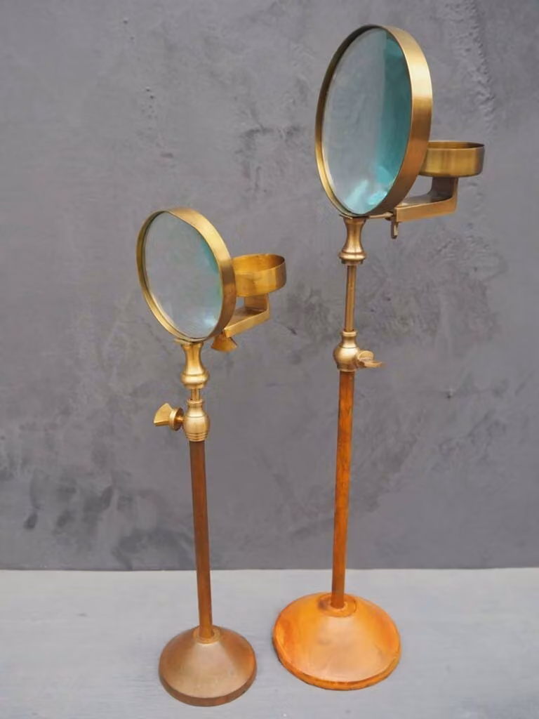 Portavelas de mesa Chehoma de madera y metal en color bronce y oro con estilo rústico para tealight, Altura: 32 cm