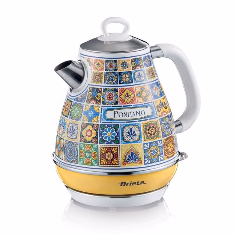 Hervidor eléctrico Ariete Positano de acero inoxidable, 2000W, capacidad de 1,7 l, multicolor