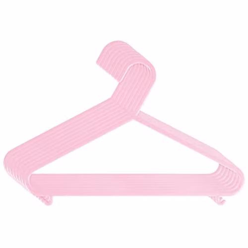 Set de 8 perchas de plástico para bebé Bieco en color rosa con barra, Ancho: 30 cm