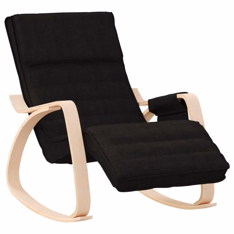 Silla mecedora de tela negra con estructura de madera de abedul vidaXL