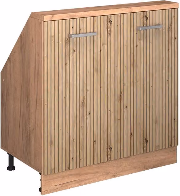 Armario de cocina de pared Vicco R-line en roble, con 2 puertas y estantes internos, color marrón y beige, An/P/Al: 80 x 46 x 83,8 cm