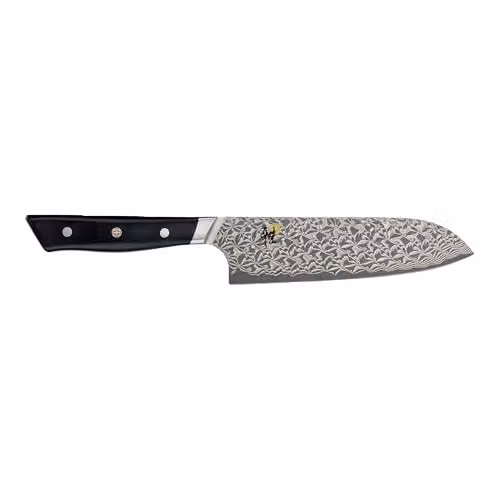 Cuchillo Santoku Miyabi de acero de Damasco en color grisáceo con hoja de 18 cm