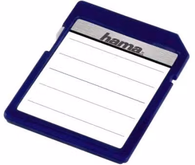 Etiquetas de marcado para tarjetas de memoria Hama, 18 unidades, blanco y negro con detalles en azul