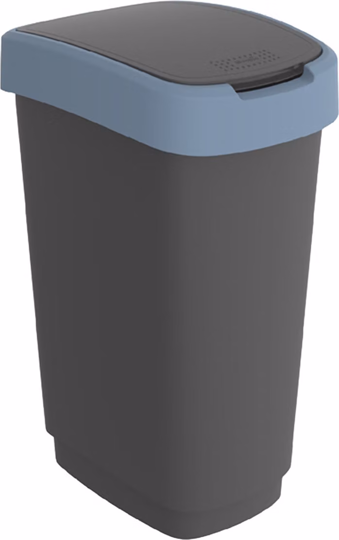 Cubo de basura Rotho Twist Blue con tapa abatible de 50 litros en plástico azul