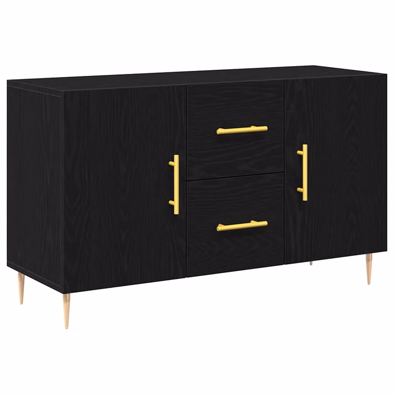 Aparador moderno vidaXL de roble y negro con detalles en oro para salón o comedor An/P/Al: 100 x 36 x 60 cm