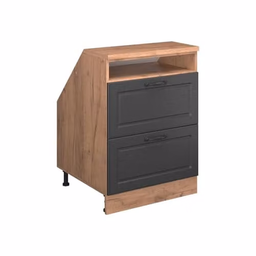 Armario de cocina para techo inclinado Vicco R-Line Antracita con cajones internos y puertas batientes estilo casa de campo An/P/Al: 60 x 60 x 83,8 cm