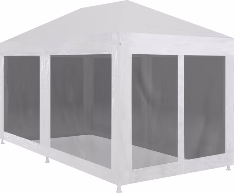Carpa de celebraciones Syfax con 6 paredes de malla en blanco y negro, An/P/Al: 6 x 3 x 2,55 m