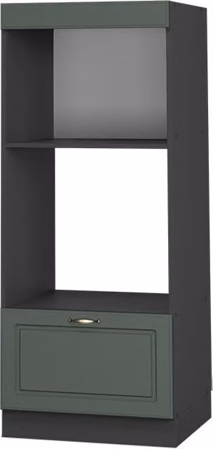 Armario para microondas Vicco Fame-Line estilo casa de campo en verde, dorado y antracita con estante abierto, An/P/Al: 60 x 58,1 x 153,6 cm