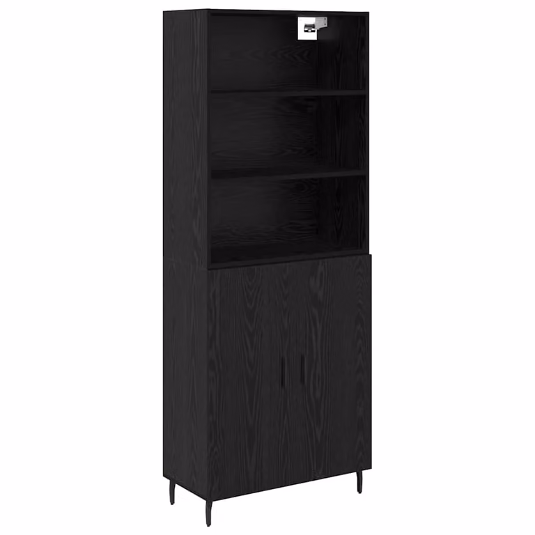 Set de 2 aparadores altos vidaXL en roble y negro, diseño moderno para salón o comedor, An/P/Al: 69,5 x 34 x 180 cm