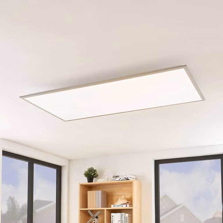 Panel LED Stenley Lindby atenuable con mando a distancia en blanco y plata para cocina