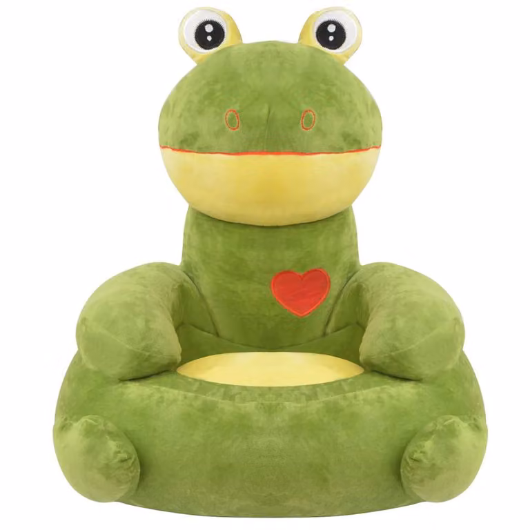 Silla de peluche para niños con forma de rana verde de vidaXL en terciopelo