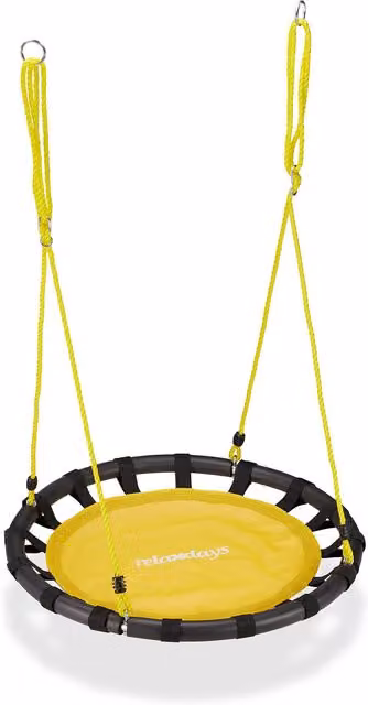 Columpio nido para jardín Relaxdays, ajustable para niños y adultos, color amarillo, Diámetro: 80 cm