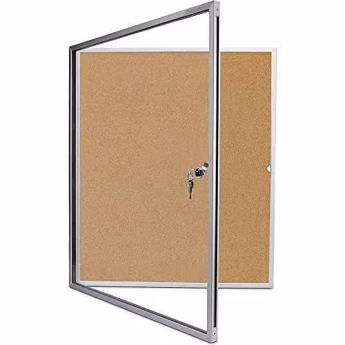 Vitrina de corcho Magnetoplan para 9 hojas A4 con montaje en pared en colores plata, blanco y marrón