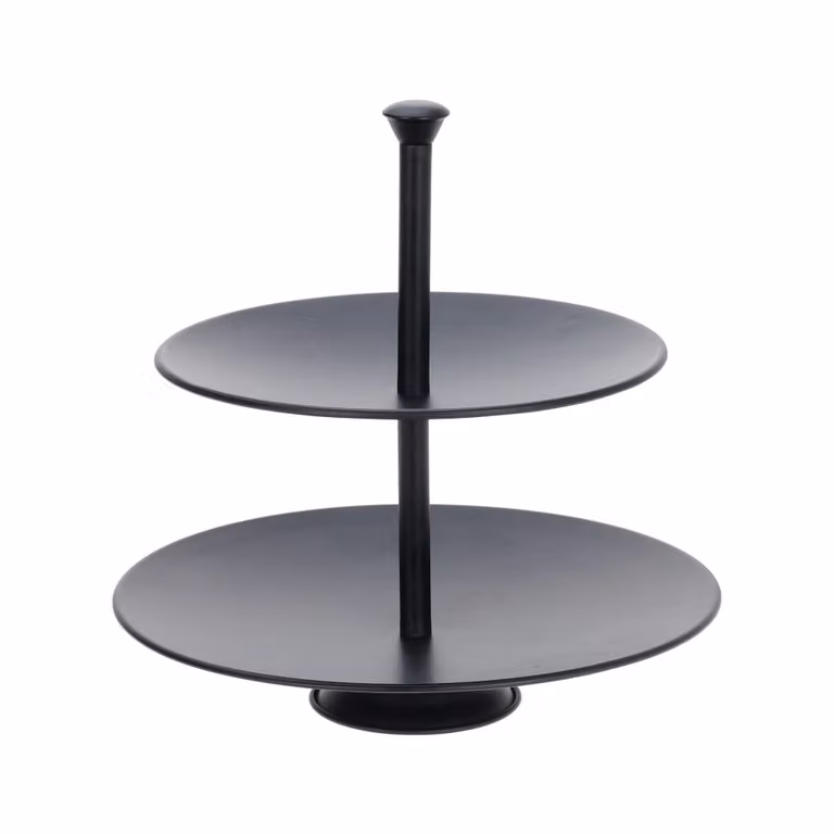 Bandeja de servir redonda WELLHOME en acero al carbono negro de 26 cm