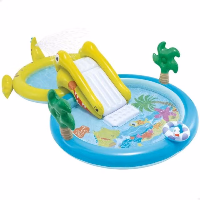 Centro de juego hinchable de cocodrilo Intex con tobogán para niños, An/P/Al: 323 x 175 x 74 cm