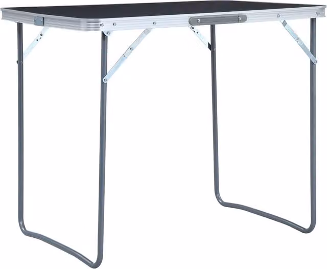 Mesa de camping plegable Vidaxl con estructura de metal y superficie de MDF en color gris, An/P/Al: 80 x 60 x 70 cm