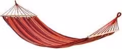 Hamaca Kaemingk multicolor con rayas rojas para jardín o terraza, An/P: 100 x 200 cm, capacidad 120 kg
