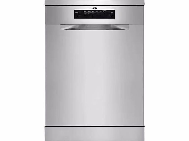 Lavavajillas AEG FFB64617ZM de 60 cm, 13 servicios, color plata, acabado en acero inoxidable con apertura automática de puerta y conexión WiFi