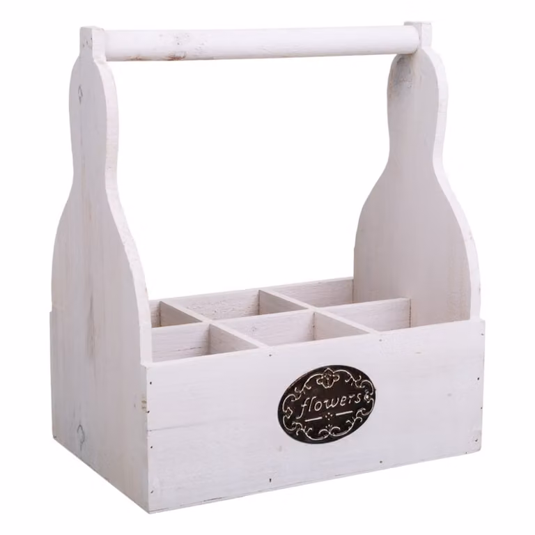 Cesta macetero de madera Wanderlust deco estilo vintage en color blanco, An/P/Al: 26 x 17,5 x 30 cm