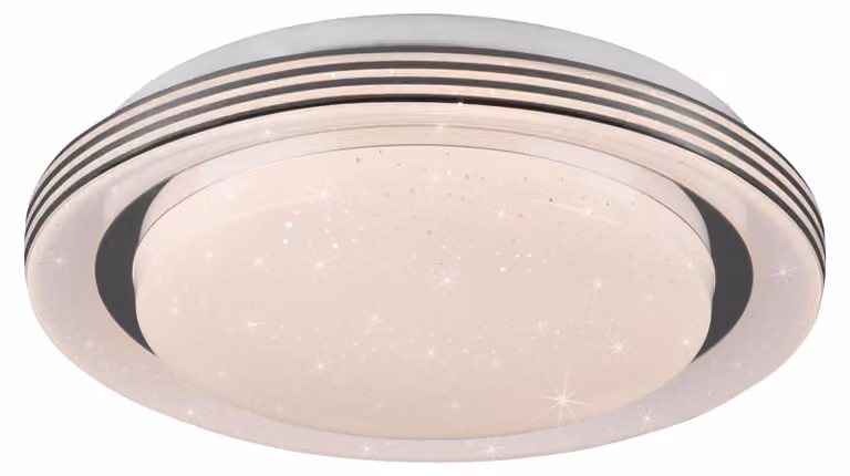 Lámpara de techo LED ATRIA de TRIO en color blanco, regulable con mando a distancia, efecto de luz y función de luz nocturna, Diámetro: 27 cm