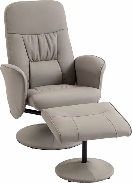 Sillón Relax Reclinable HOMCOM con Reposapiés, Respaldo Alto, Giratorio 360° y Reposabrazos en Color Beige y Gris