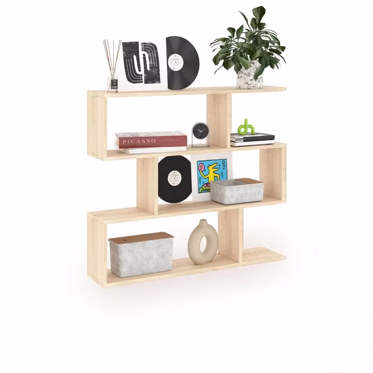 Estantería de diseño modular Zoe Low de Duehome en roble, An/P/Al: 110 x 97 x 24 cm