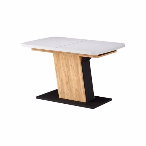 Mesa de comedor extensible Vicco Fenaro en blanco y roble dorado
