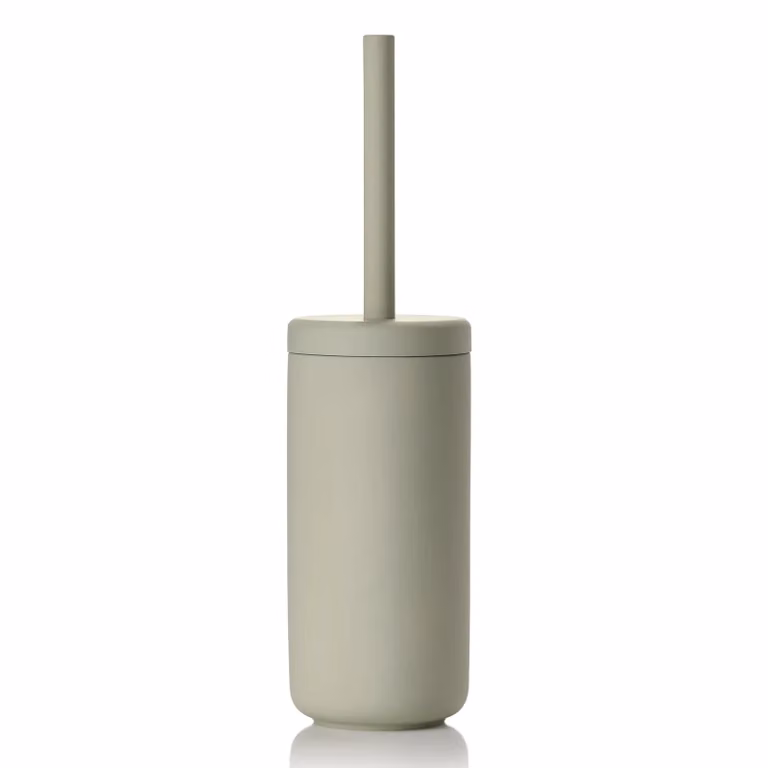 Cepillo de inodoro Zone Denmark Ume color verde eucalipto con soporte de madera y cerámica