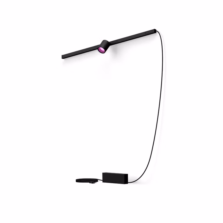 Kit de base de pared Philips Hue Perifo con 1 foco de color negro y diseño moderno de metal