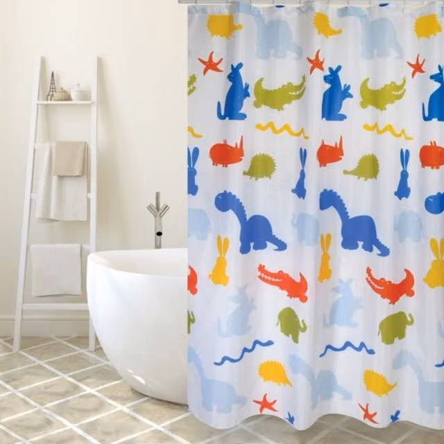 Cortina de ducha msv diseño de animales multicolor en poliéster An/P/Al: 180 x 200 cm