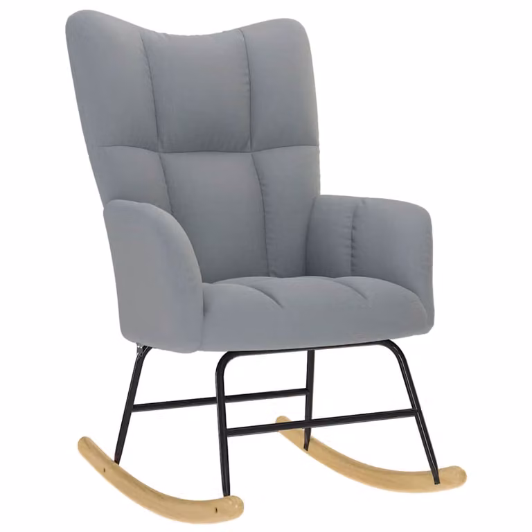 Silla mecedora de tela gris claro vidaXL con reposabrazos y diseño moderno para salón o comedor