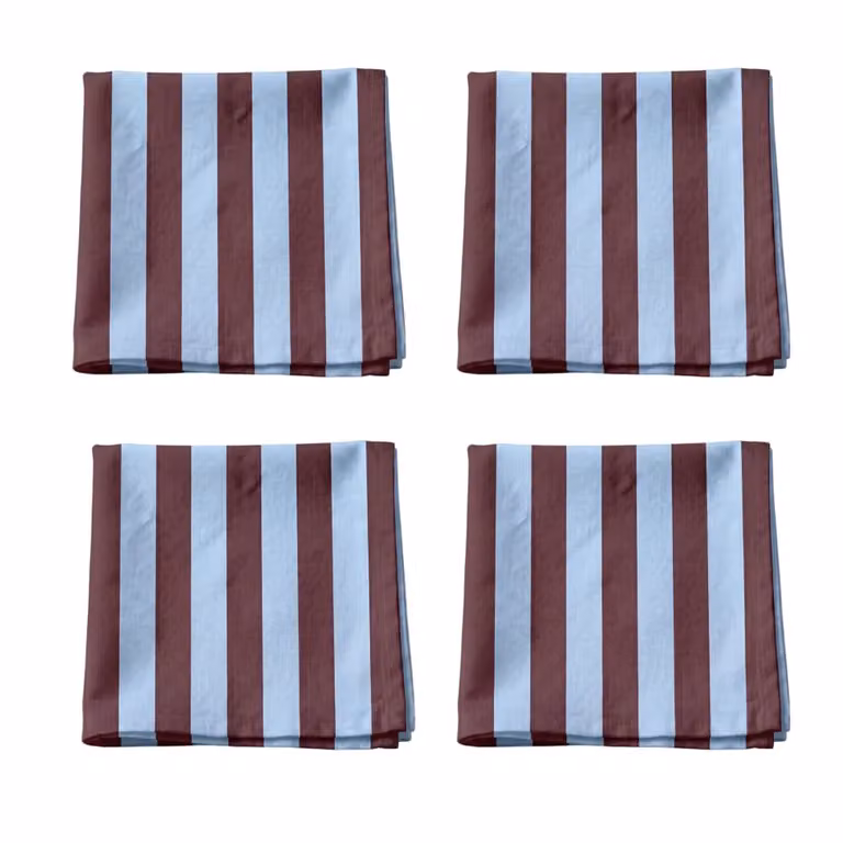 Pack de 4 servilletas de algodón Muare Home con diseño de rayas en colores rojo, azul y multicolor, An/P: 43 x 43 cm