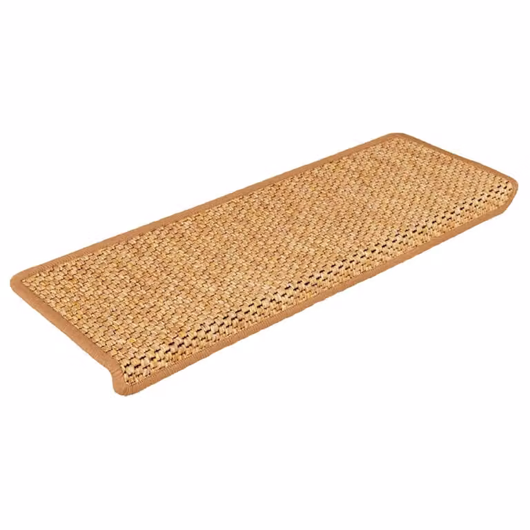 Pack de 30 alfombras autoadhesivas para escalera vidaXL de sisal, antideslizantes y absorbentes de sonido, color beige/naranja, An/P/Al: 65 x 21 x 4 cm